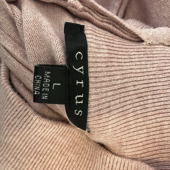 Cyrus Pink Mock Neck Back Zip Closure Tight Knit Long Sleeve Pullover Sweater L - Picture 13 of 13